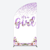 Lofaris Floral Lavender Sweet Girl Baby Shower Half Moon Arch Backdrop